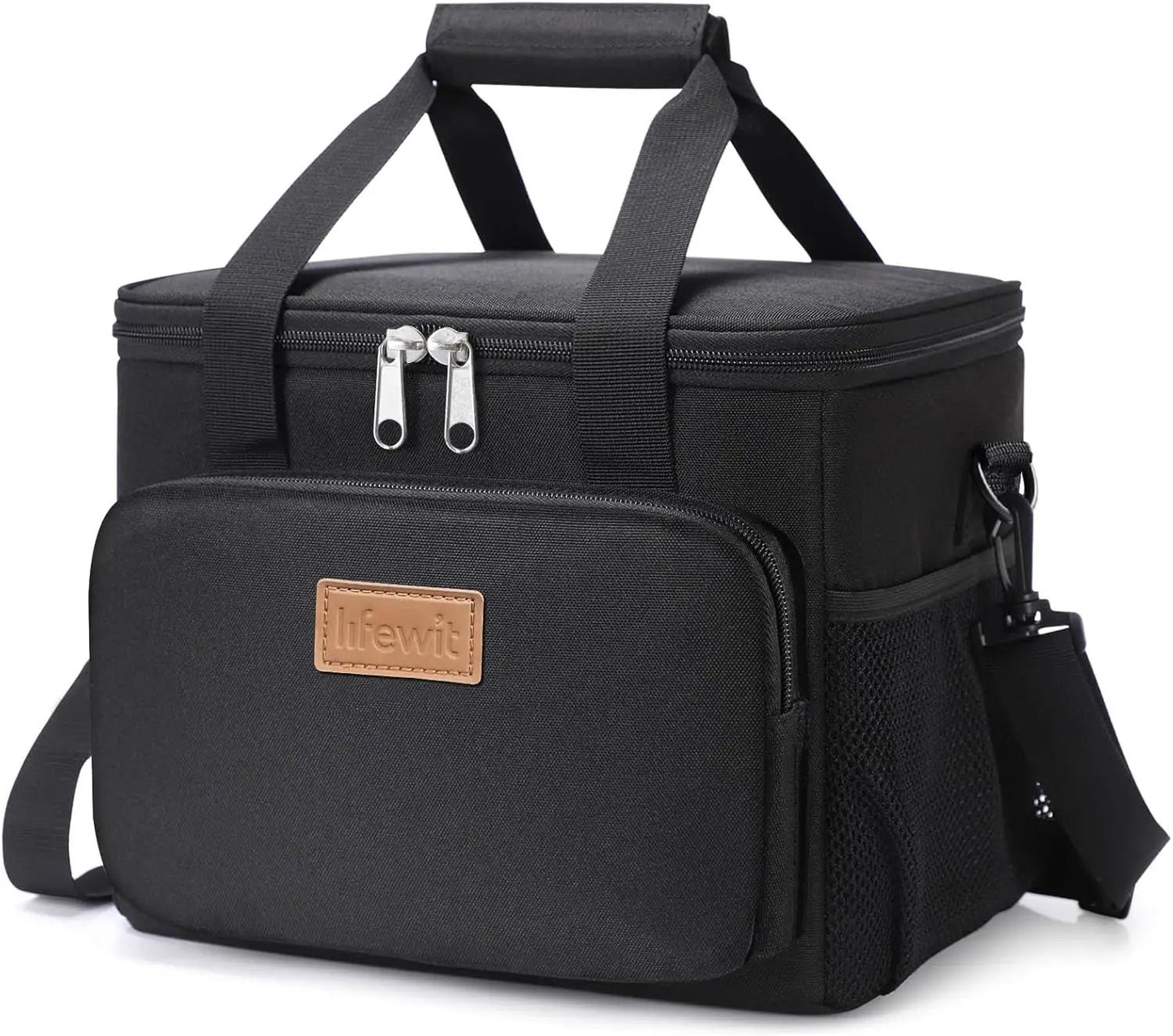 Stylish Black Insulated Lunch Bag - 9L Soft Cooler Tote for Adults, Perfect for 12 Cans by All Mart Bristol Ltd