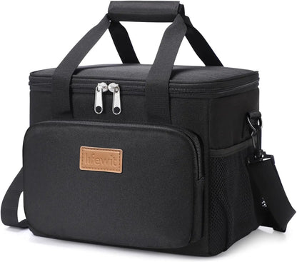 Stylish Black Insulated Lunch Bag - 9L Soft Cooler Tote for Adults, Perfect for 12 Cans by All Mart Bristol Ltd