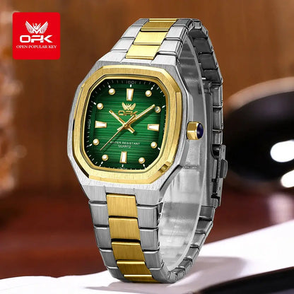 OPK 6044 Original Men Watches Stainless steel Waterproof New Men's Watch Square Dial Luminous Quartz Watch for Men by All Mart Bristol Ltd