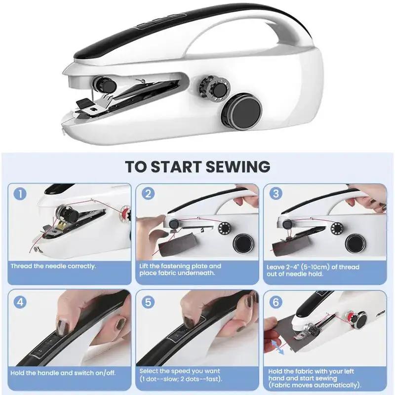 Mini Sewing Machine Handheld Mending Machine Plastic 2 Speed Single Thread Stitching Electric Sewing Small Gadget Dropshipping by All Mart Bristol Ltd