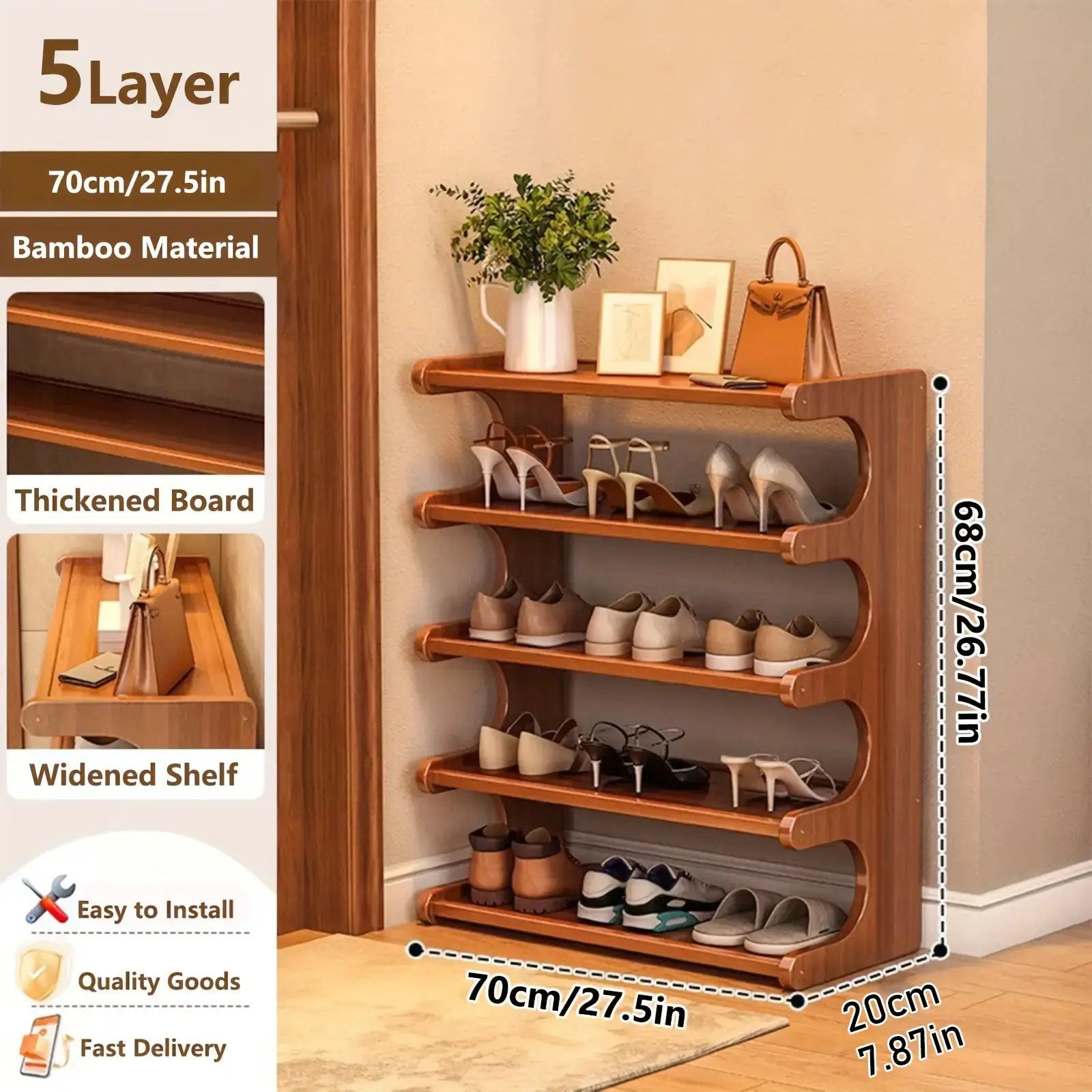 Wooden Shoe Rack, Easy to Assemble, Small Footprint, Large Storage Space, and Beautiful Appearance. by All Mart Bristol Ltd