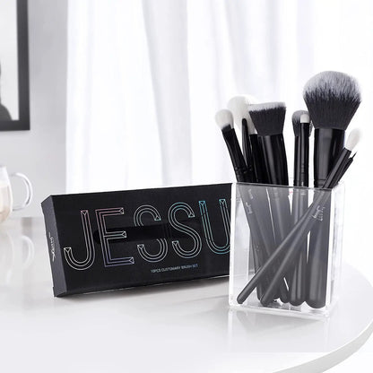 Professional 10-Piece Makeup Brush Set - Premium Black Brushes for Flawless Foundation, Blending, Blush, Concealer, Eyeshadow, Eyebrow, and Eyeliner Application by All Mart Bristol Ltd