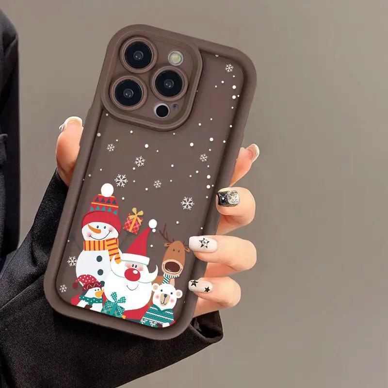 Cute Santa Claus Phone Case Frosted Advanced Christmas Pattern Case For Phone Shockproof Soft Silicone Phone Cover by Dropshipman