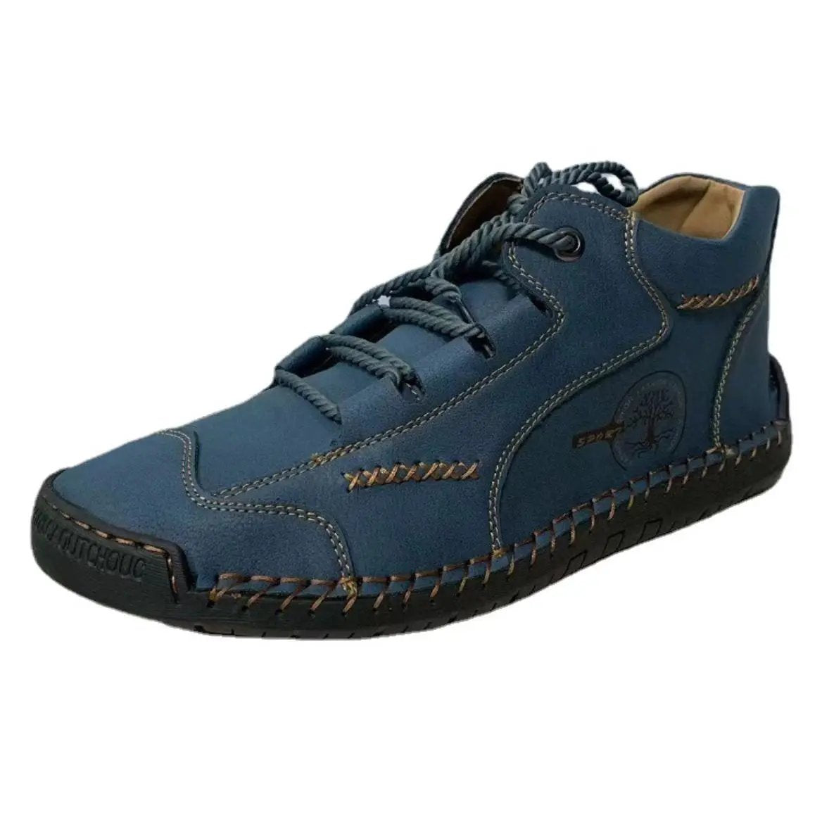 Men's Autumn Sewing High-top Leather Flat Outdoor Work Clothes Casual Shoes by Dropshipman
