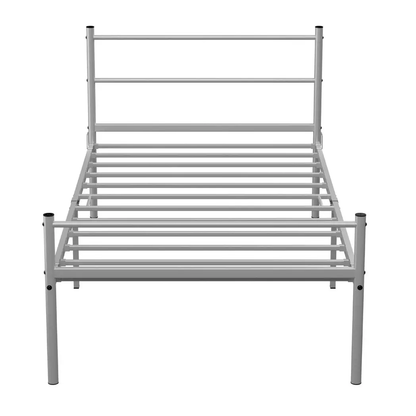 Extra Strong Single Metal Bed Frame In Silver by House of Home