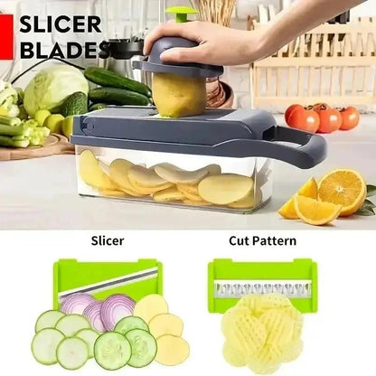 14/16 in 1 Multifunctional Vegetable Chopper Grate Food Handle Food Chopper Vegetable Slicer Dicer Cut Kitchen Items Cocina by All Mart Bristol Ltd