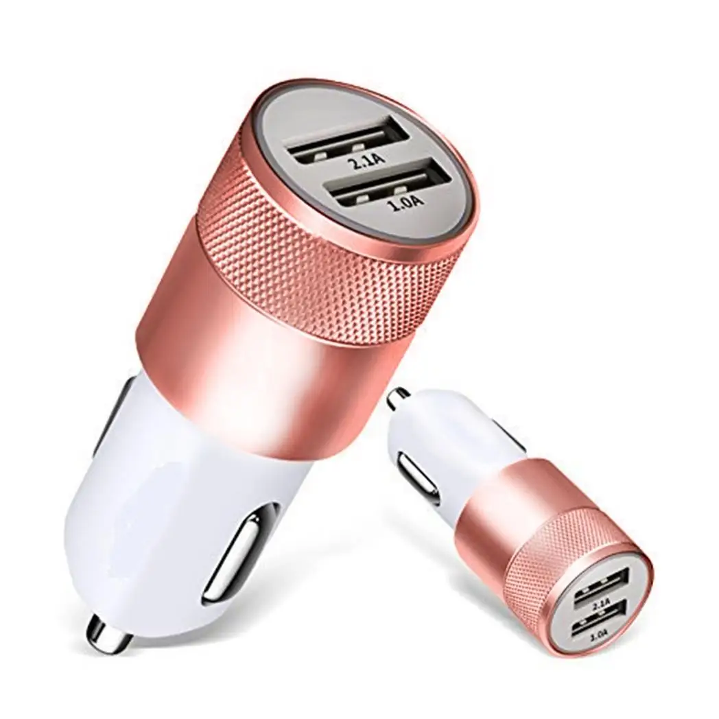 FX Powabud Car Charger USB 2.1A Twin Socket Rose Gold by FX