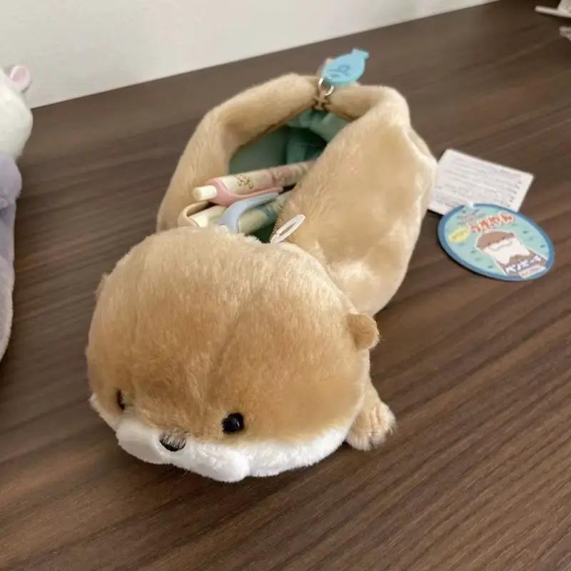 Cartoon Soft Pencil Pouch Pen Bag Makeup Pouch Plush Sea Otter Pencil Case Portable Pen Marker Holder School Supplies by All Mart Bristol Ltd