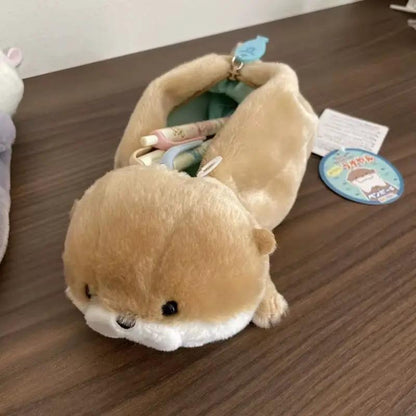 Cartoon Soft Pencil Pouch Pen Bag Makeup Pouch Plush Sea Otter Pencil Case Portable Pen Marker Holder School Supplies by All Mart Bristol Ltd