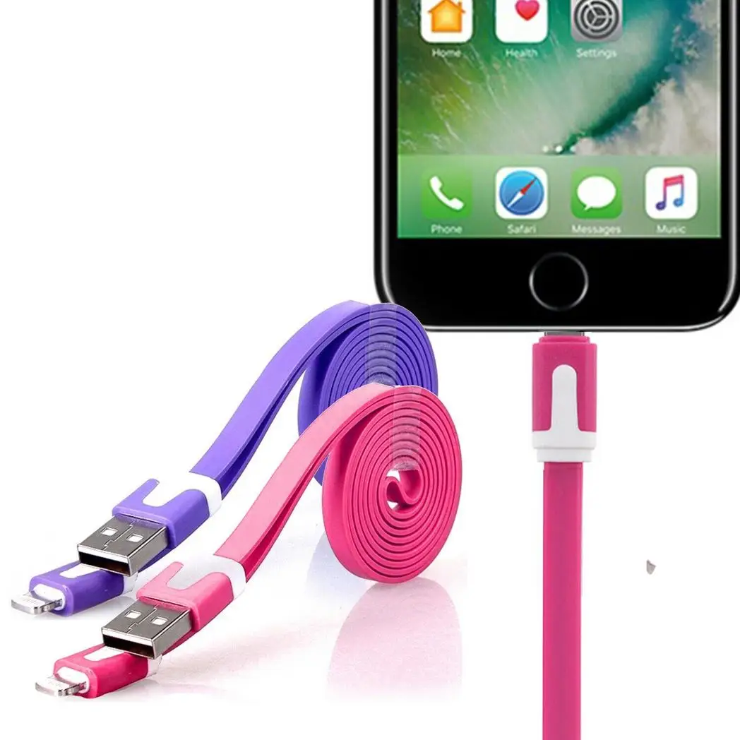 GVC 1 Metre Strong Tangle Free Flat Micro USB Cable for Sync & Charge, Hot Pink by GVC