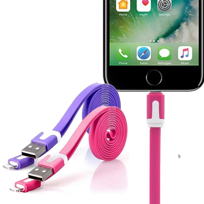 GVC 1 Metre Strong Tangle Free Flat Micro USB Cable for Sync & Charge, Hot Pink by GVC