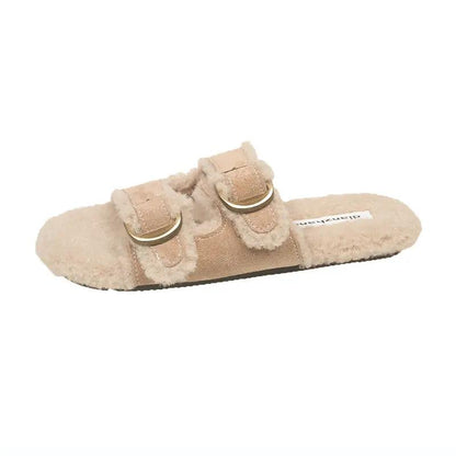 Flat Soled Lambswool Birkie Slippers For Women by Dropshipman