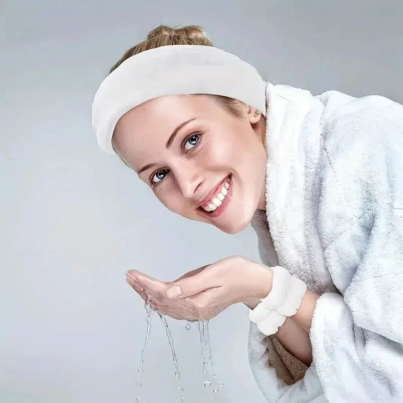 Coral Velvet Facial High-elastic Makeup Hairband Face Wash Wristband Set-face Wash, Facial Mask, Skin Care by All Mart Bristol Ltd
