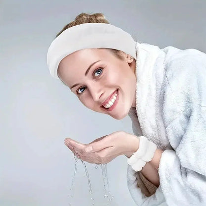 Coral Velvet Facial High-elastic Makeup Hairband Face Wash Wristband Set-face Wash, Facial Mask, Skin Care by All Mart Bristol Ltd