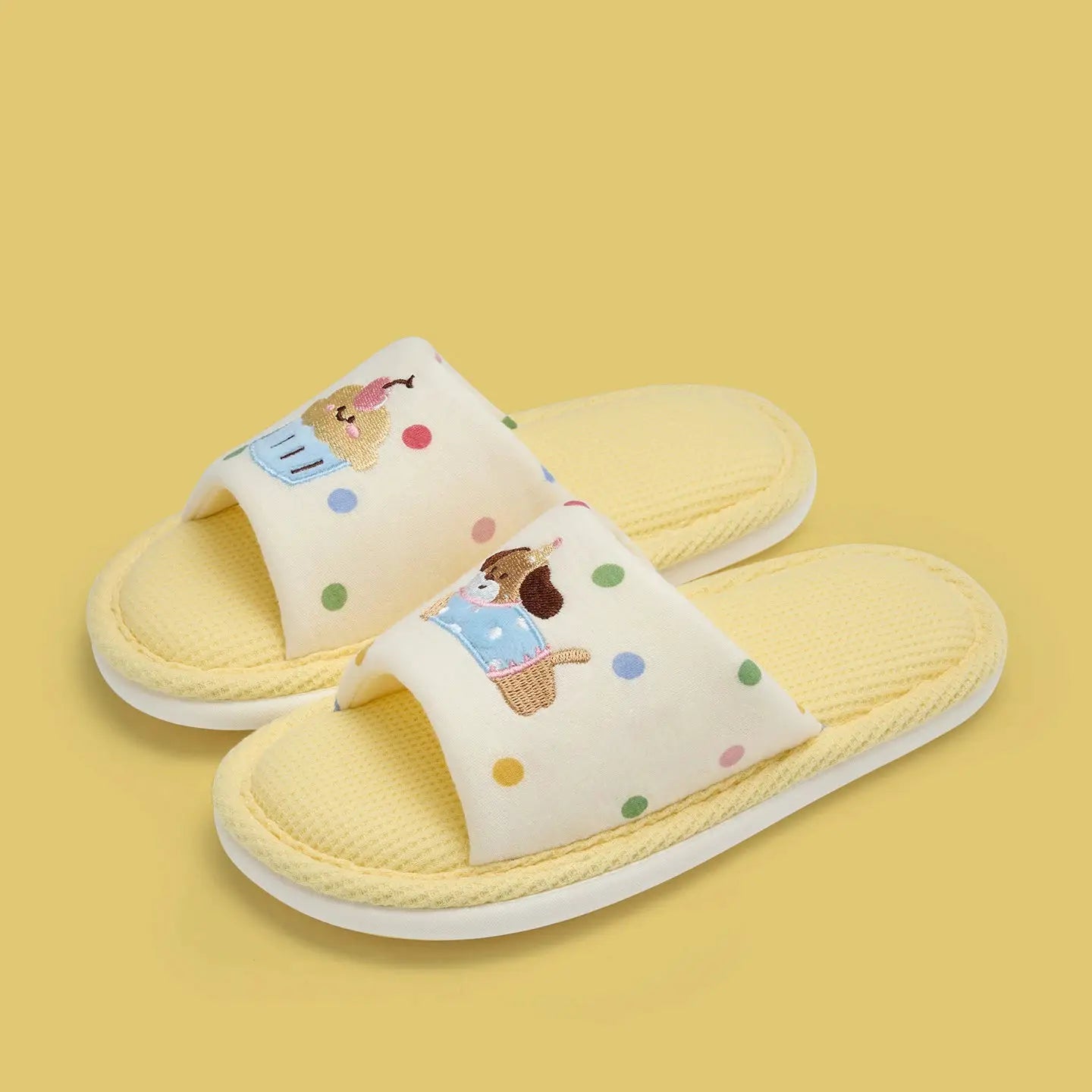 Women's Cartoon Embroidery Linen Slippers, Breathable Cotton Linen House Shoes, Comfortable Non-Slip Indoor Home Slides by All Mart Bristol Ltd
