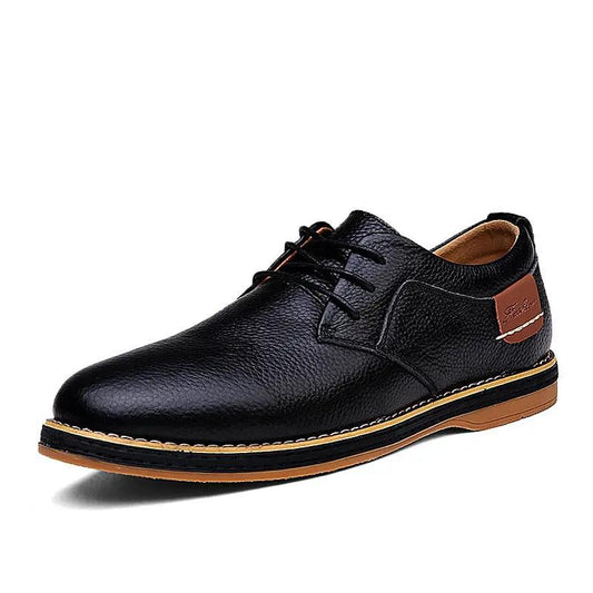Low Cut Lace Up Casual Leather Shoes With Hand Stitched Detailing by Dropshipman