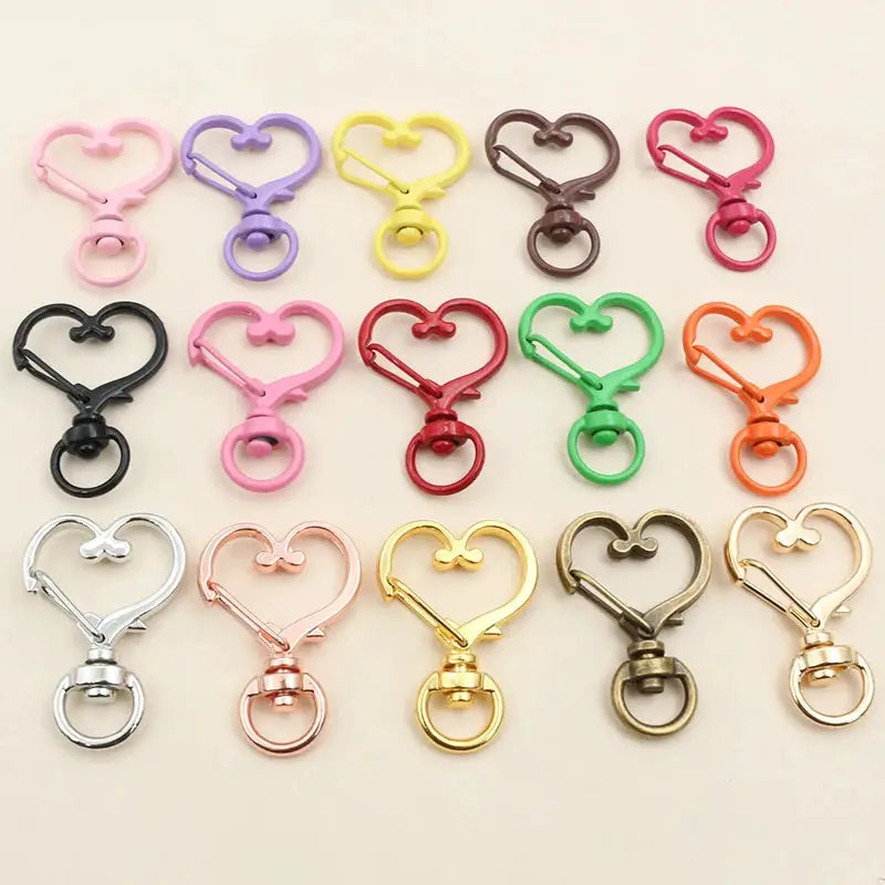 10pcs 35x24mm Heart Snap Hook Trigger Lobaster Clasp Clips Buckles For Keychain DIY Jewelry Making Accessories Findings by All Mart Bristol Ltd
