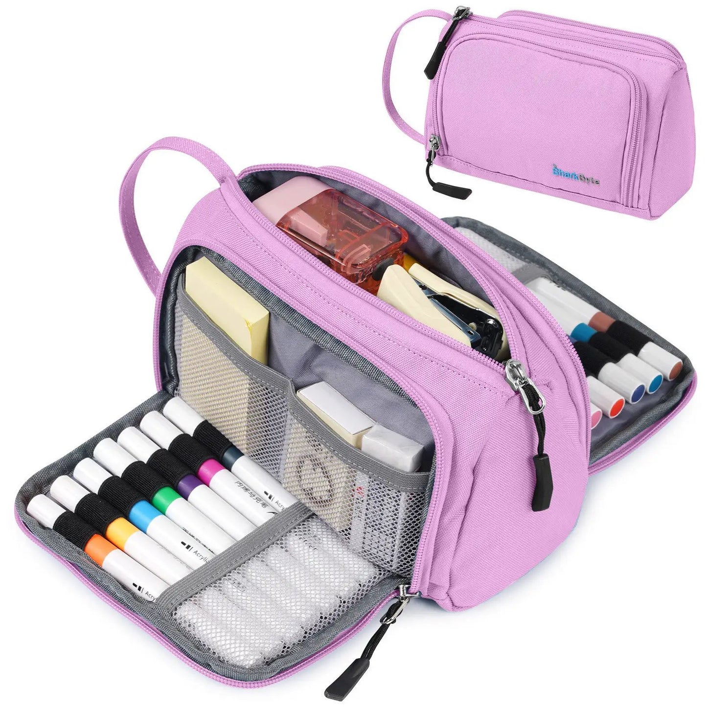Large Capacity Pencil Case 3 Compartment Stationery Pouches Makeup Bag Storage by All Mart Bristol Ltd