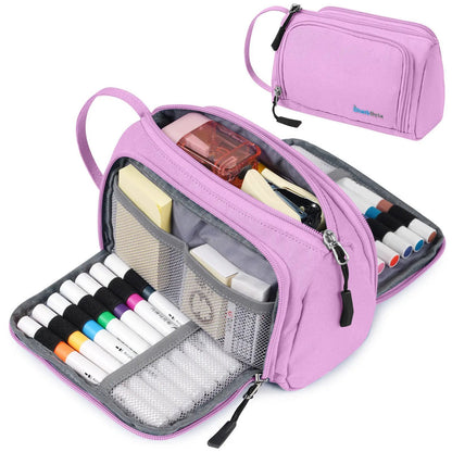 Large Capacity Pencil Case 3 Compartment Stationery Pouches Makeup Bag Storage by All Mart Bristol Ltd
