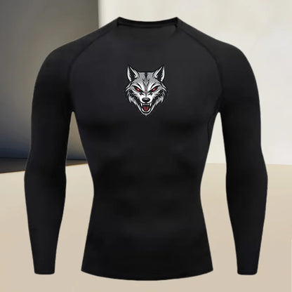 Men's long sleeved round neck thin sports tight fitting quick drying T-shirt, suitable for bodybuilding and physical training by All Mart Bristol Ltd