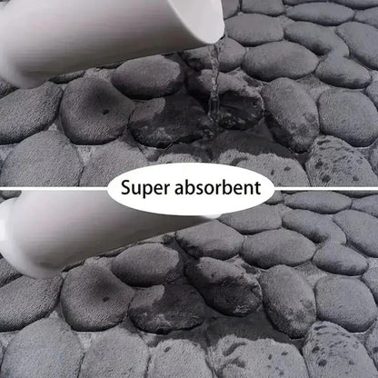 Cobblestone Embossed Bath Mat Non-Slip Carpets Water Absorption Washable Bathtub Floor Rug Shower Doormat Bathroom Decor by All Mart Bristol Ltd