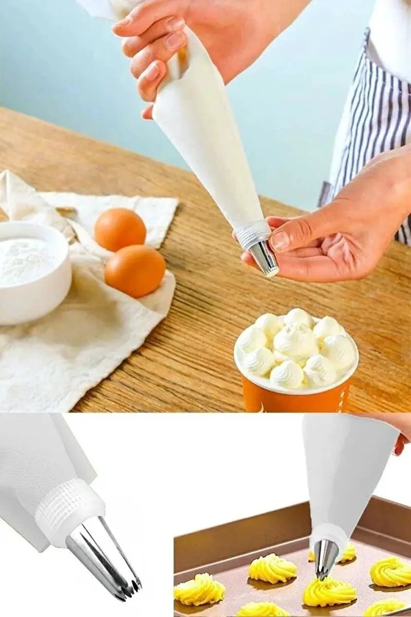 10-Piece Piping Bag Set Cake Cream Decorating Bags with Stainless Steel Nozzles by All Mart Bristol Ltd