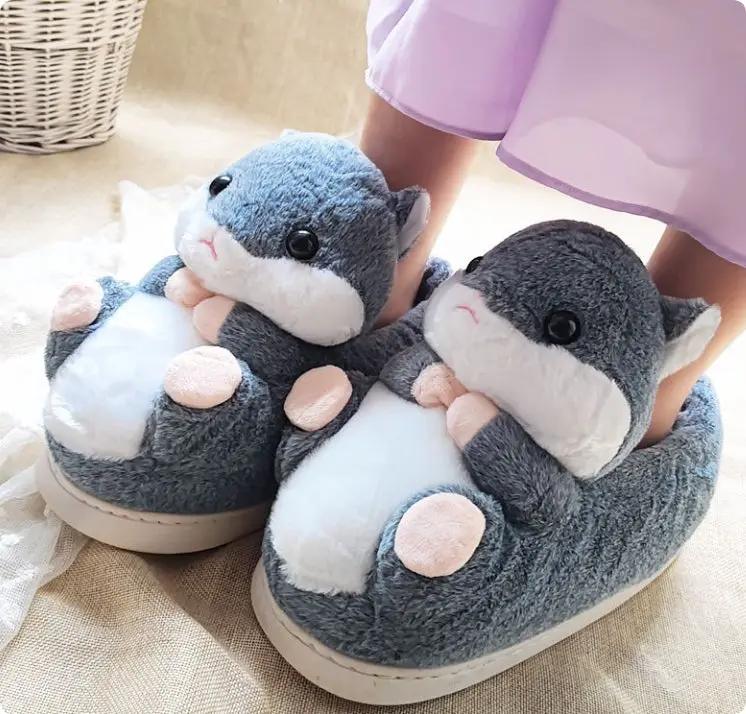 Cotton Slippers With Warm Plush Heel Padding by Dropshipman