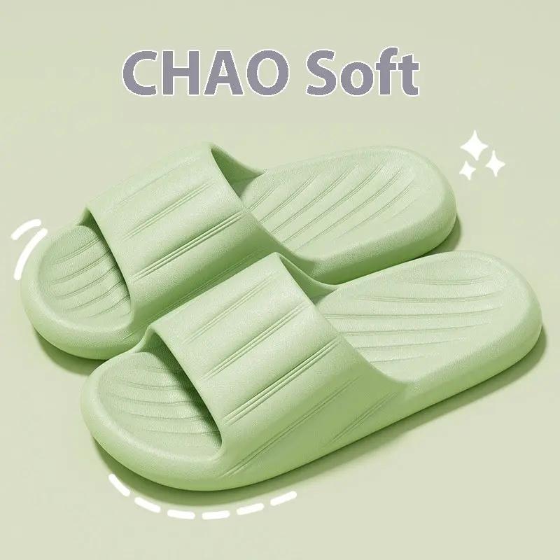 Fashion Solid Color Striped Home Slippers Summer Thick Bottom Non-slip Bathroom Slipper Women Men Couples Shoes by Dropshipman