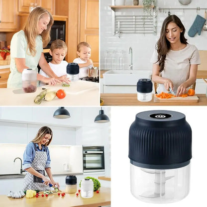 Electric Food Shredder, Mini Meat Grinder, Garlic Puree Maker, USB Charging, Portable Kitchen Gadget for Minced Meat, Vegetable, Onion, Ginger, Chili, Rechargeable Lithium Battery Raccoon Cheese Grater Lychee Peelers