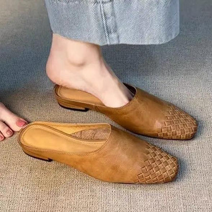 Retro Woven Closed-toe Half Slippers Women's by Dropshipman