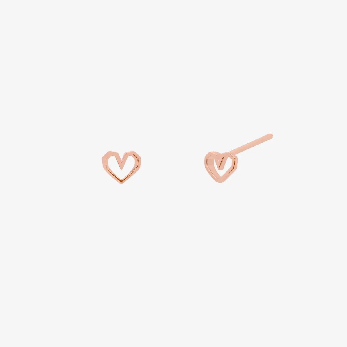 Angled heart stud earrings by Nabi London