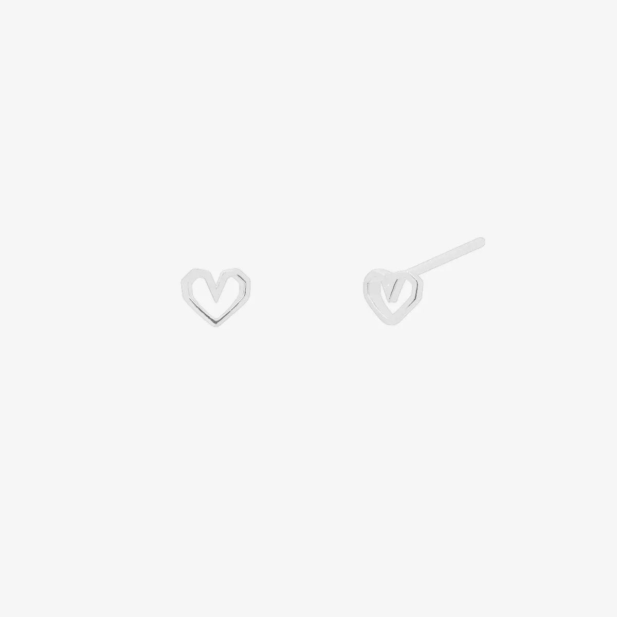 Angled heart stud earrings by Nabi London