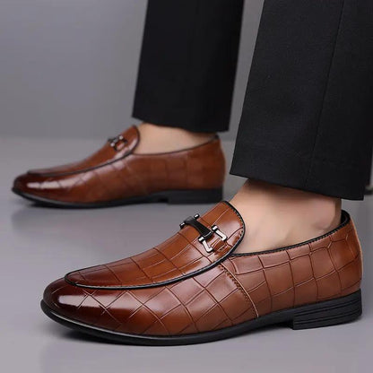Men's Plaid Light Luxury Plus Size Rubber Sole Lightweight Leather Shoes by Dropshipman