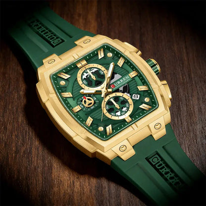 CURREN Luxury Vintage Watch for Men Sports Chronograph Quartz Wristwatches with Silicone Strap,Date,Luminous by All Mart Bristol Ltd