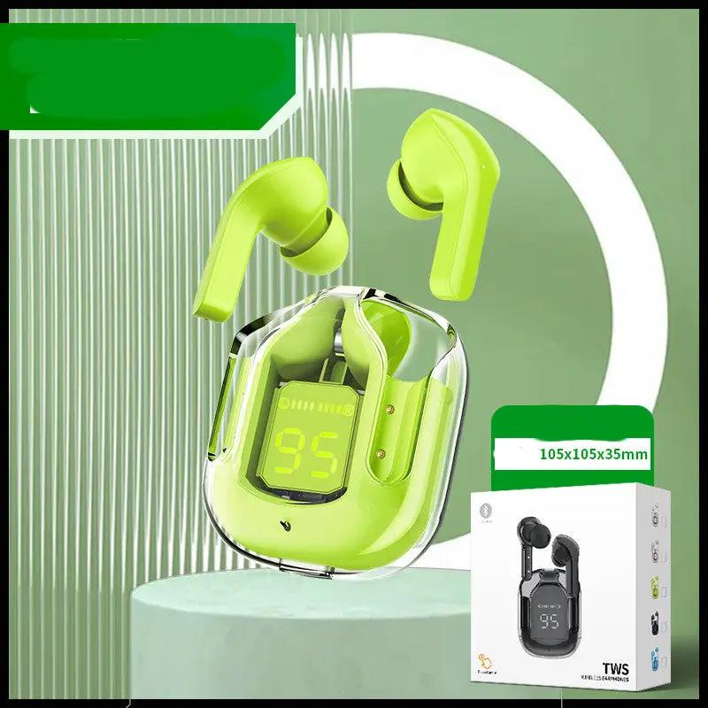 New Mini Transparent Wireless Bluetooth Headset Digital Display ENC Noise Reduction True Wireless Sports Music by Dropshipman