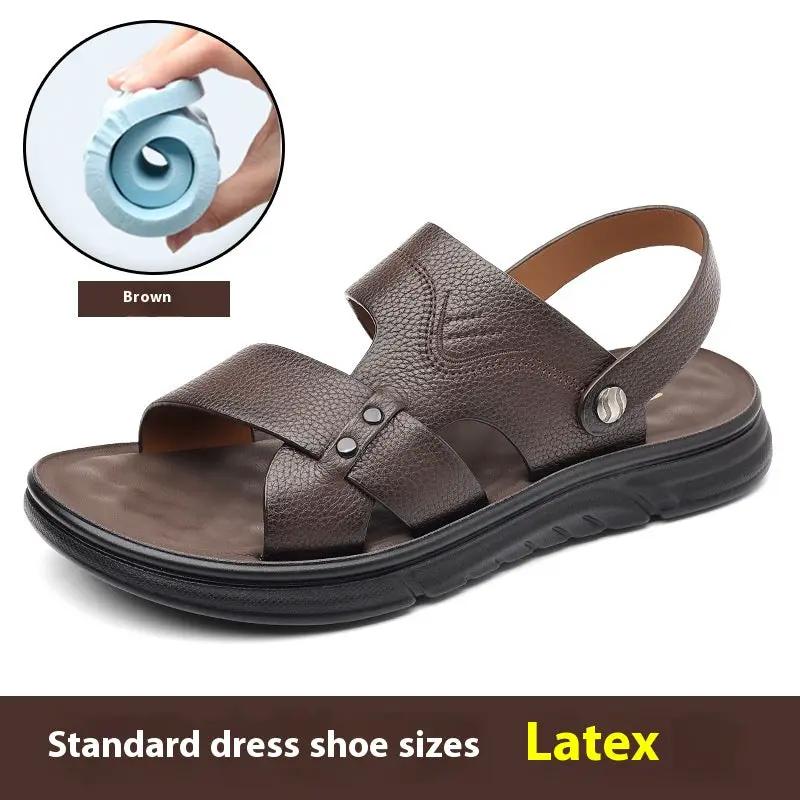 Men's Breathable Genuine Leather Beach Shoes Casual Soft Bottom Middle-aged And Elderly by Dropshipman