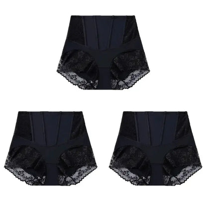 WarmSteps 3PCS Women's Shaper Panties High-Waist Lace Sexy Lingerie Abdominal Tightener Female Briefs Fishbone Waist SlimmingHot by All Mart Bristol Ltd