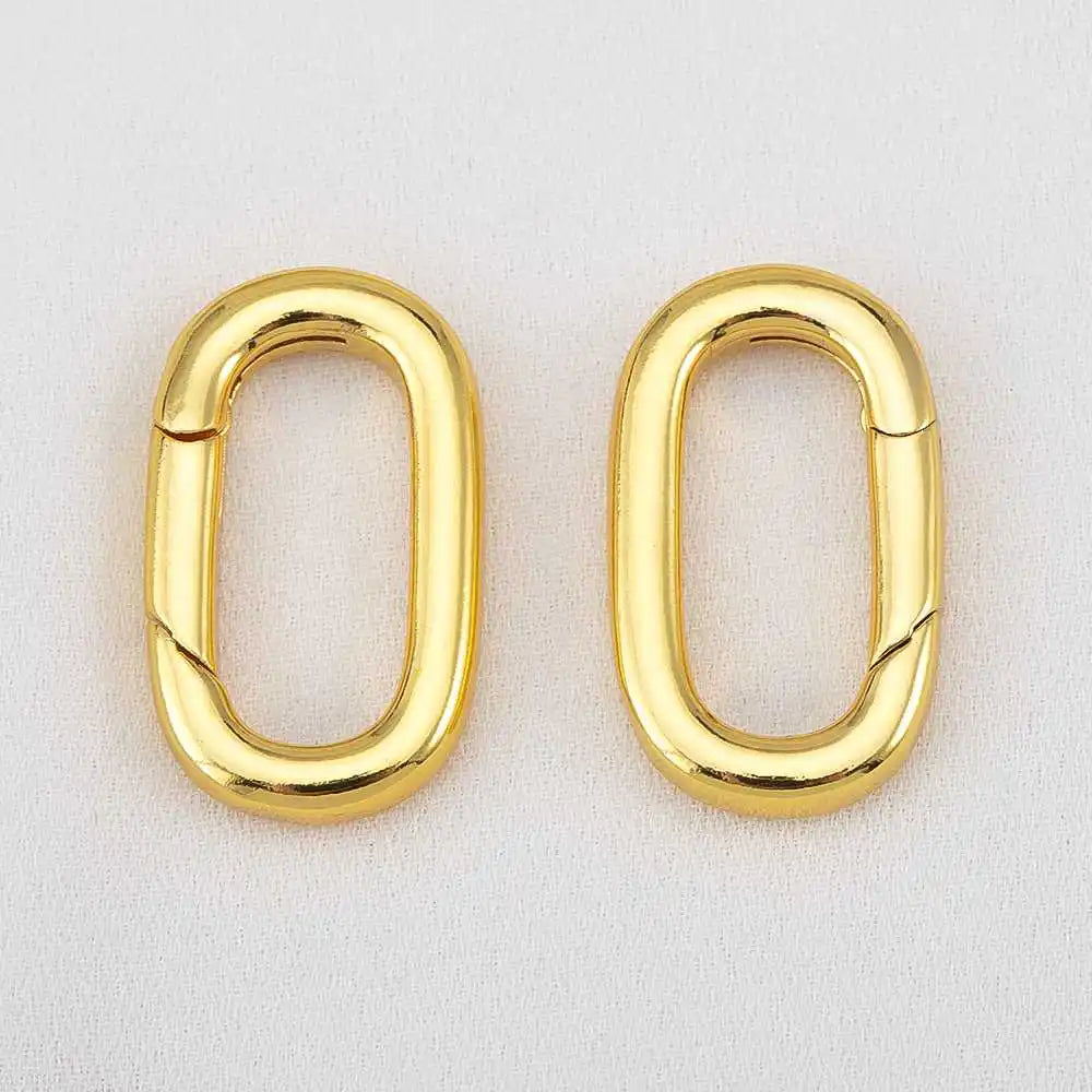 2pcs 18K Gold Plated Filled Oval Carabiner Necklace Clasps Spring Ring Pearl Enhancer Connector for DIY Jewelry Bracelet Making by All Mart Bristol Ltd
