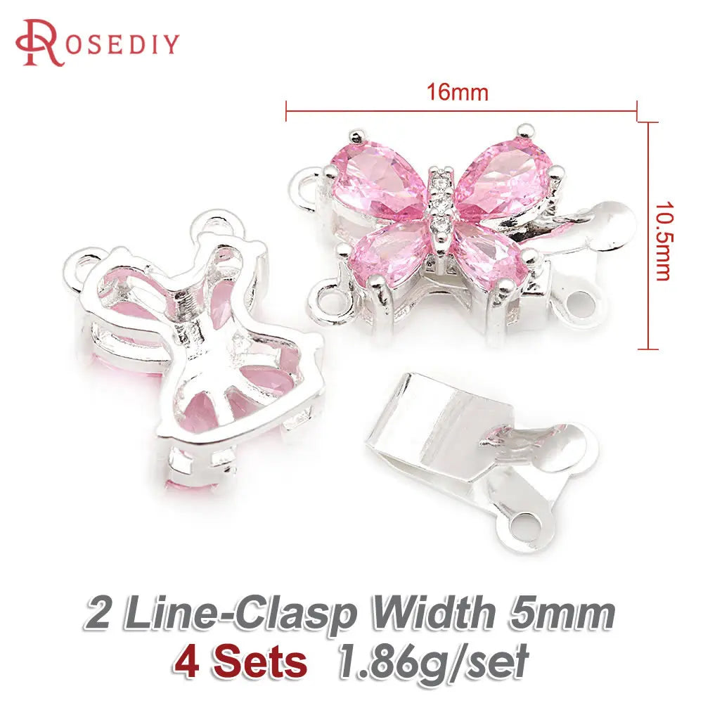 18K Gold Color Brass and Zircon Butterfly 1 Line and 2 Line Necklaces Connect Clasps Diy Jewelry Making Accessories Materials