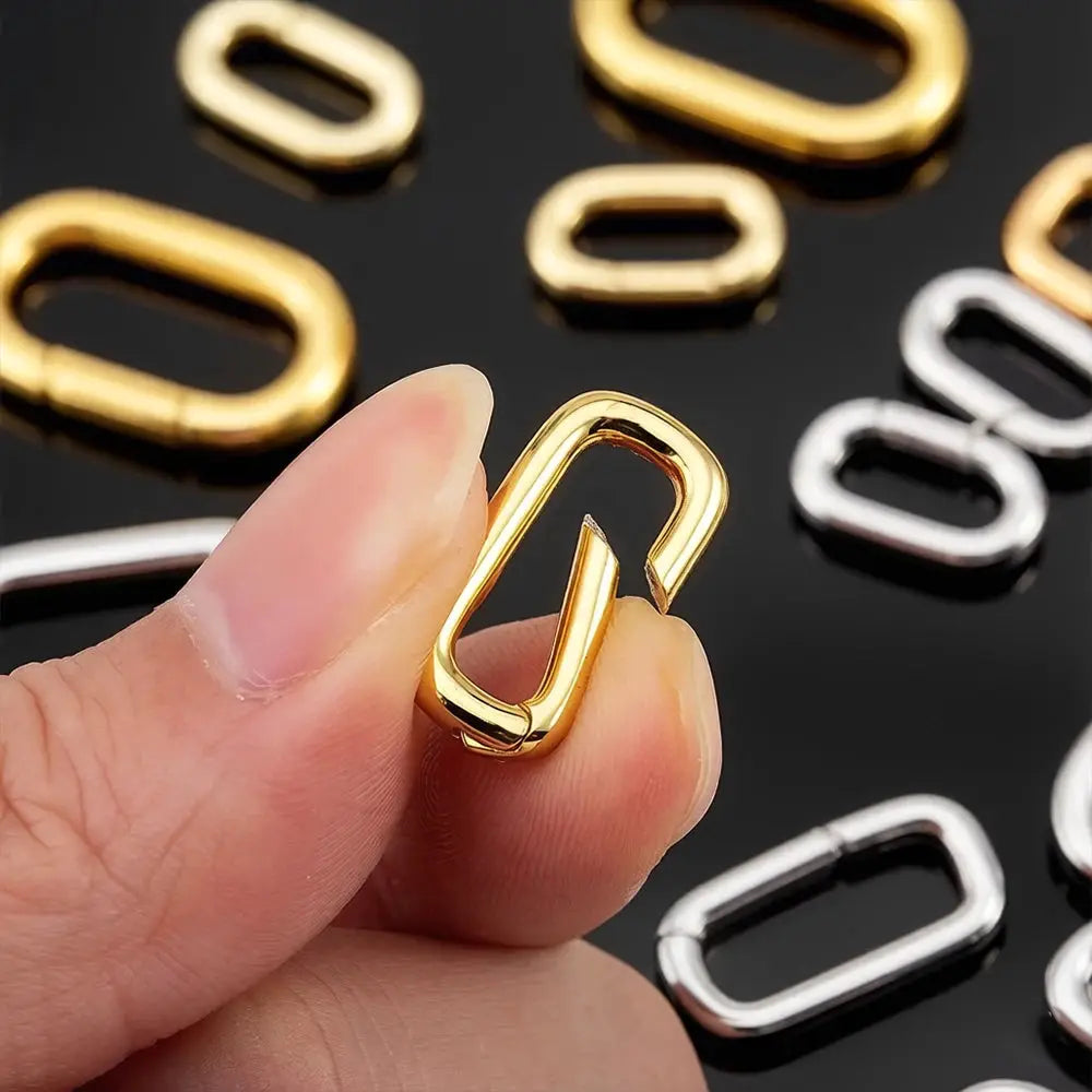2pcs 18K Gold Plated Filled Oval Carabiner Necklace Clasps Spring Ring Pearl Enhancer Connector for DIY Jewelry Bracelet Making by All Mart Bristol Ltd