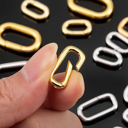 2pcs 18K Gold Plated Filled Oval Carabiner Necklace Clasps Spring Ring Pearl Enhancer Connector for DIY Jewelry Bracelet Making by All Mart Bristol Ltd