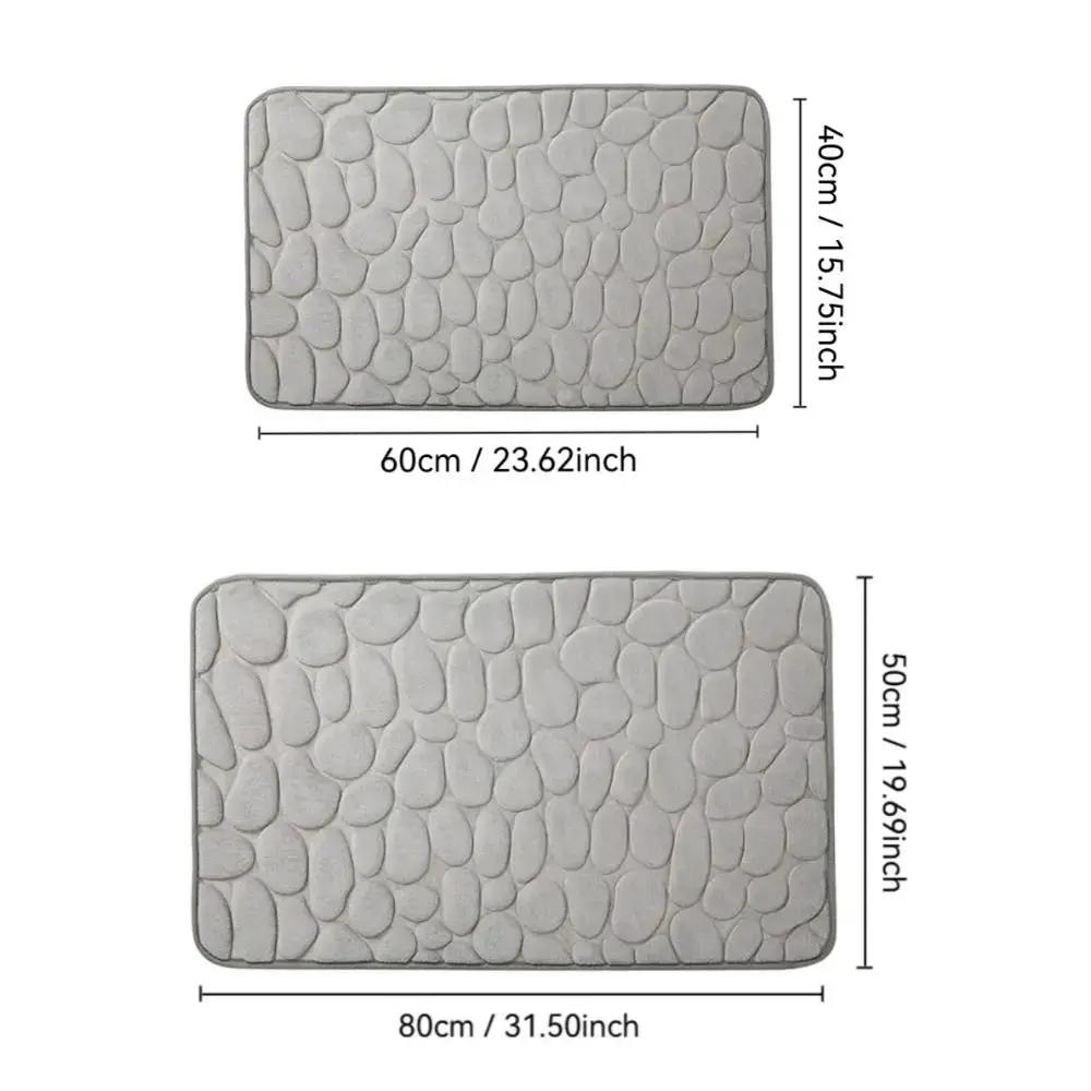 Cobblestone Embossed Bath Mat Non-Slip Carpets Water Absorption Washable Bathtub Floor Rug Shower Doormat Bathroom Decor by All Mart Bristol Ltd