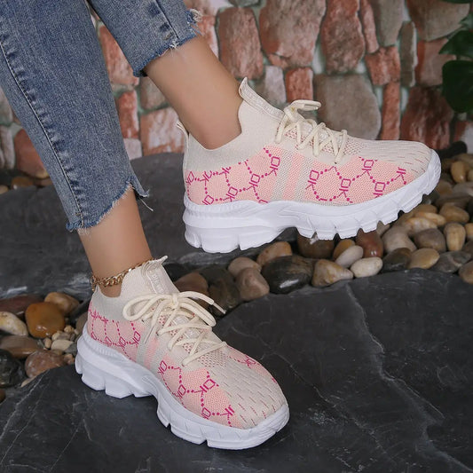 Women's Breathable Canvas Sneakers Mesh Lace Up Flat Shoes Fashion Casual Lightweight Running Sports Shoes by Dropshipman