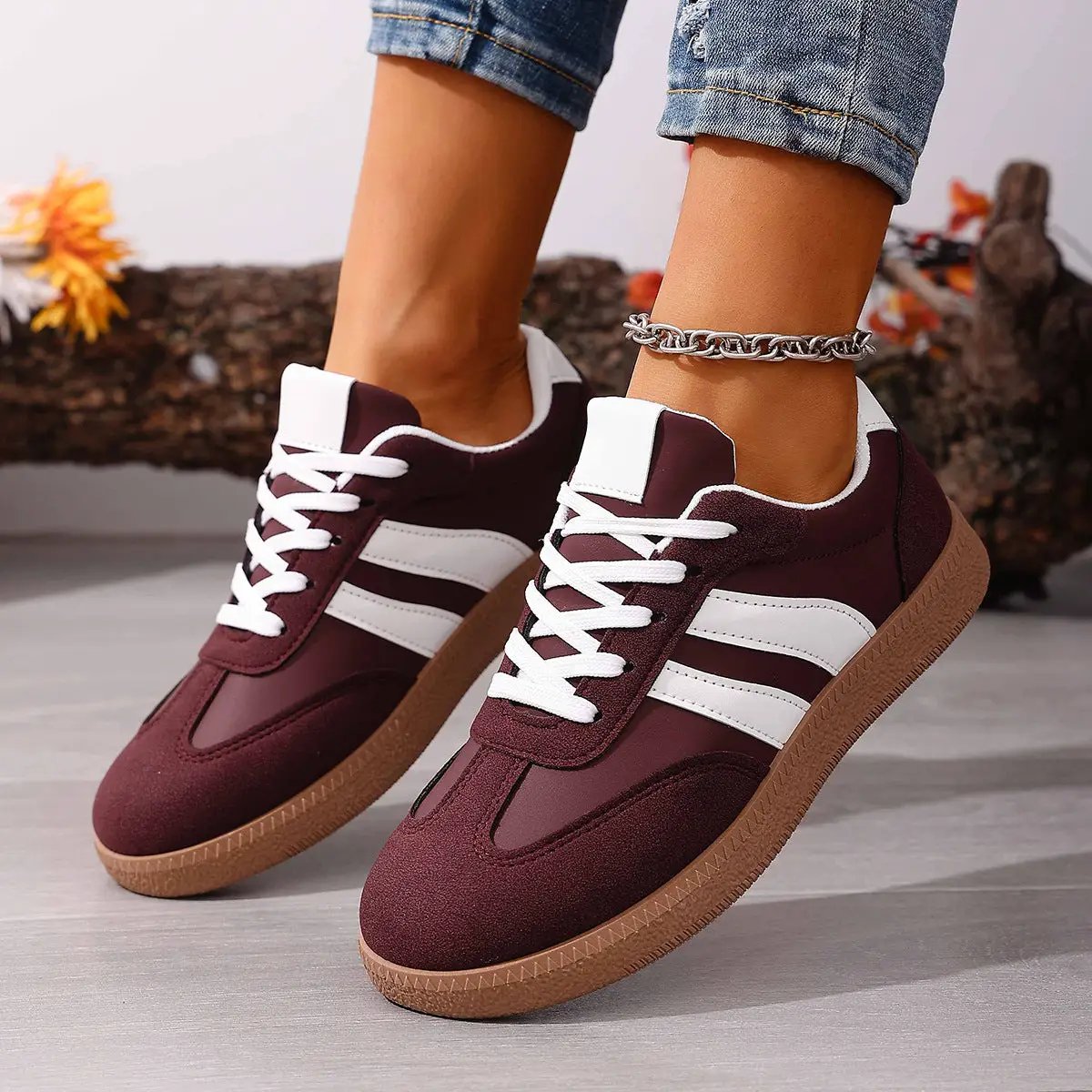 Large Size Color Blocked Round Toe Women's Shoes by Dropshipman