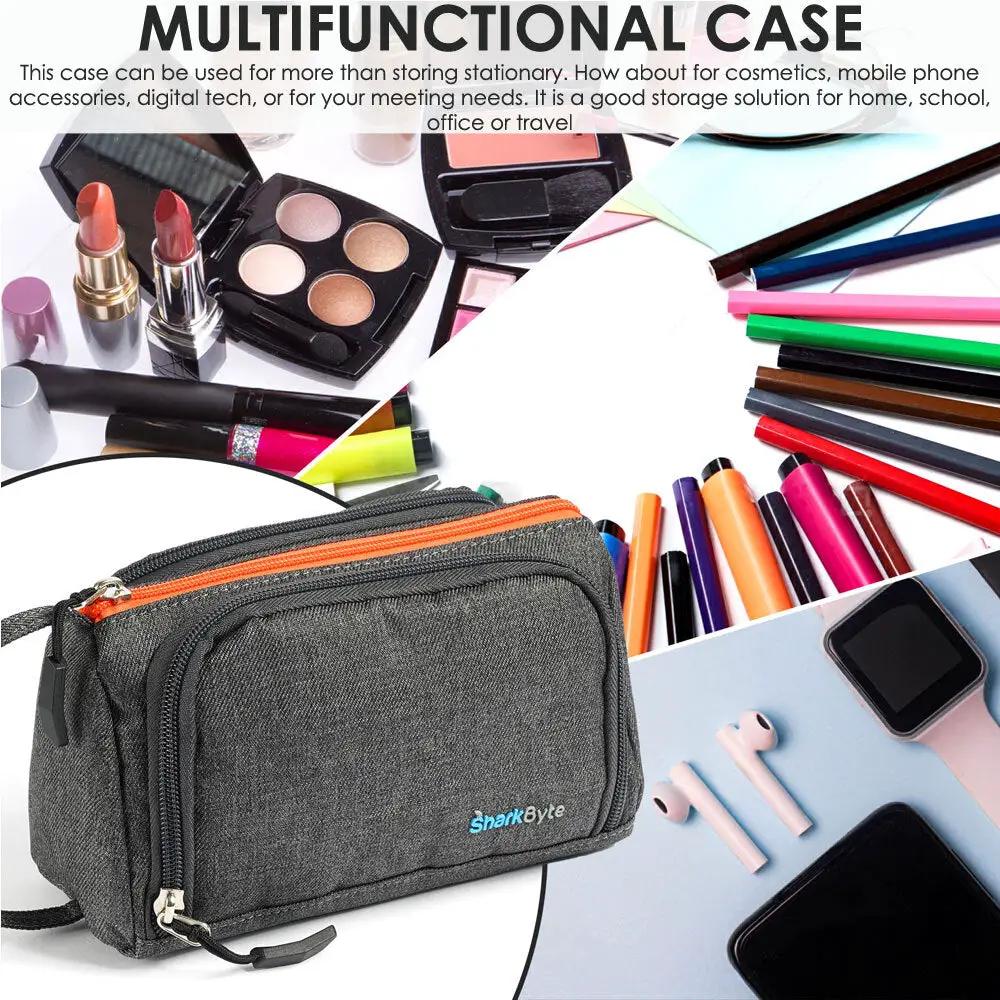 Large Capacity Pencil Case 3 Compartment Stationery Pouches Makeup Bag Storage by All Mart Bristol Ltd