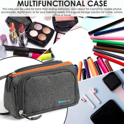Large Capacity Pencil Case 3 Compartment Stationery Pouches Makeup Bag Storage by All Mart Bristol Ltd