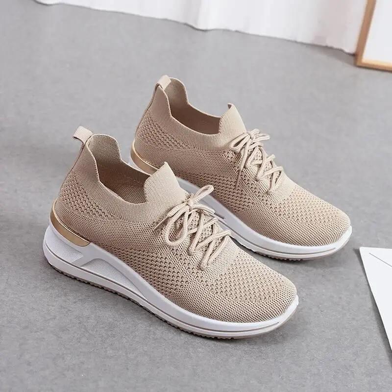 Autumn New Style Wedge Heel Outer Knit Women's Shoes Thick Sole Breathable Casual Shoes by Dropshipman