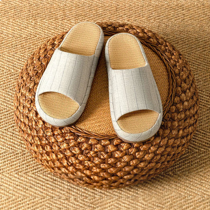 Summer Women Home Slippers Linen Summer Flats Shoes Breathable Sandals Comfortable Non-Slip Soft Slides Indoor Men Slippers by All Mart Bristol Ltd