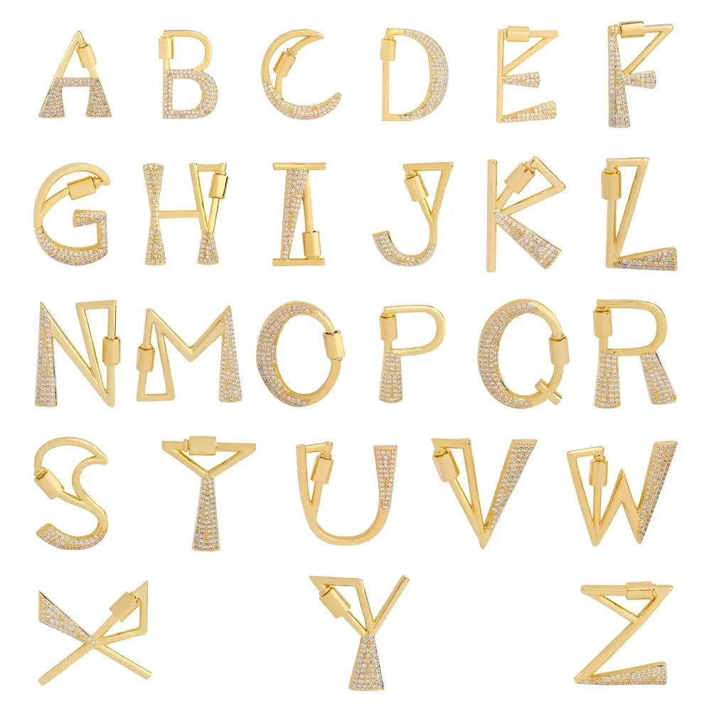 Juya 18K Gold Plated 26 Alphabet Letters Pendant Fasteners Bolt Carabiner Clasps For DIY Women Mesh Chains Name Jewelry Making by All Mart Bristol Ltd