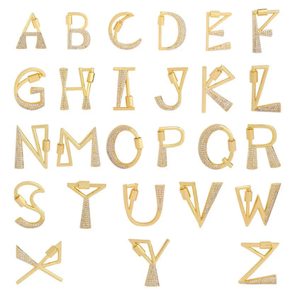Juya 18K Gold Plated 26 Alphabet Letters Pendant Fasteners Bolt Carabiner Clasps For DIY Women Mesh Chains Name Jewelry Making by All Mart Bristol Ltd